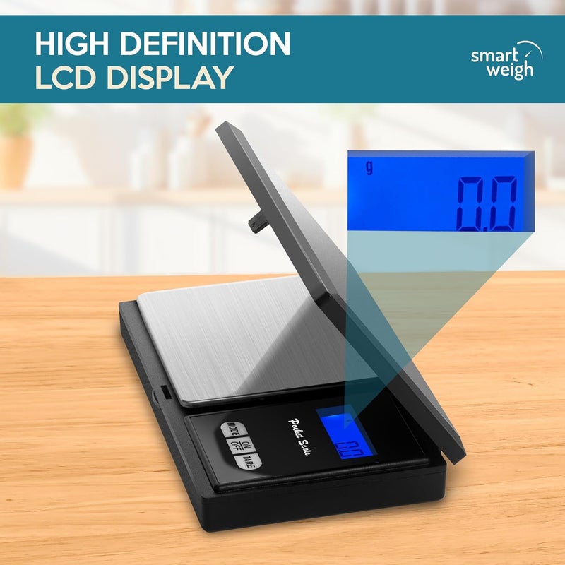 Smart Weigh ميزان جيب رقمي، 200غ × 0.01غ، ميزان مجوهرات، طعام، أدوية، بطارية مرفقة - Image 4